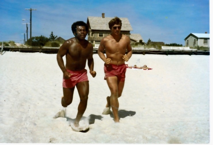 Fredman and Bill Collick running “boardwalks” for Rehoboth Beach Patrol 45 years ago. BOB CHRISTY PHOTO